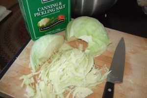 Making Sauerkraut, March 12, 2011